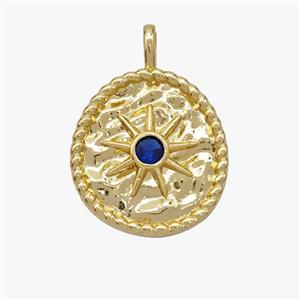 Copper Sun Pendant Pave Zirconia Gold Plated, approx 18-20mm