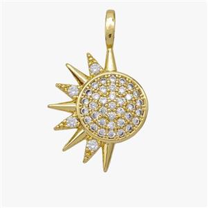 Copper Sun Pendant Pave zirconia Gold Plated, approx 16-20mm