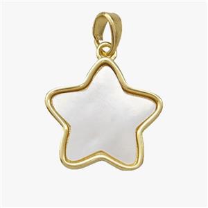 Copper Star Pendant Pave Shell Gold Plated, approx 18mm