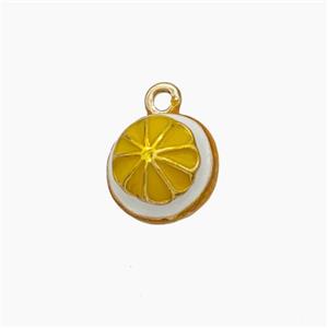 Copper Lemon Charms Pendant Yellow Enamel Gold Plated, approx 10mm