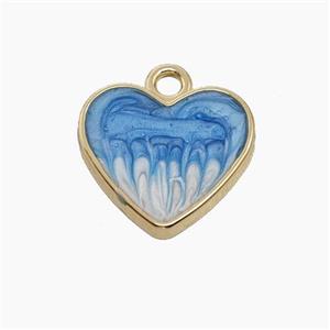 Copper Heart Pendant Blue Painted Gold Plated, approx 16mm