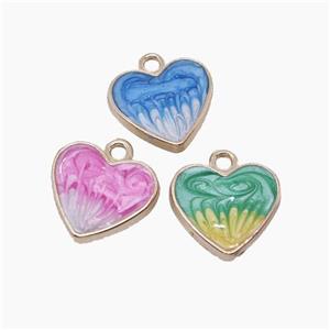 Copper Heart Pendant Painted Gold Plated Mix Color, approx 16mm