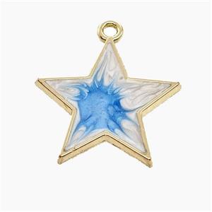 Copper Star Pendant Blue Painted Gold Plated, approx 21mm