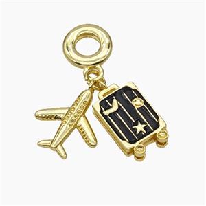 Copper Airplane Travel Box Pendant Painted Gold Plated, approx 11-15mm, 15mm, 10mm