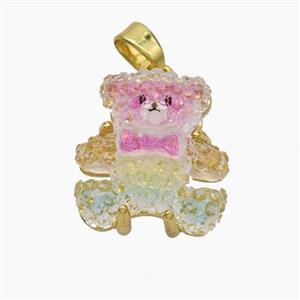 Acrylic Bear Pendant Gold Plated, approx 15mm