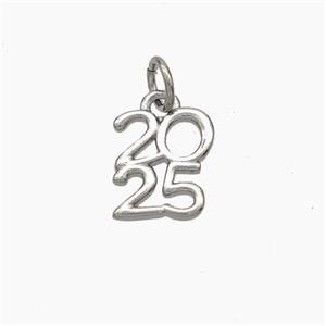 Copper 2025 Pendant Platinum Plated, approx 8.5-10mm