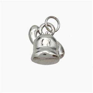 Copper Teapot Pendant Platinum Plated, approx 10-12mm