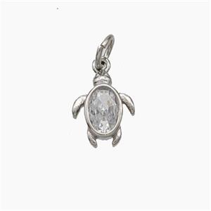 Copper Tortoise Pendant Pave Zirconia Platinum Plated, approx 8-10mm