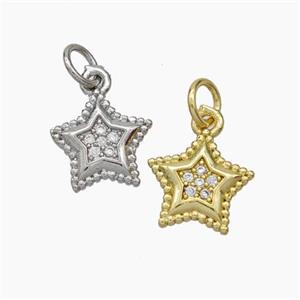 Copper Star Pendant Pave Zirconia Mixed, approx 9mm