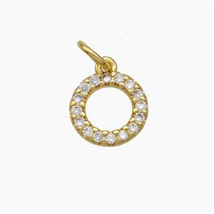 Copper Circle Pendant Pave Zirconia Gold Plated, approx 9mm