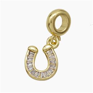 Copper Horseshoe Pendant Pave Zirconia Gold Plated, approx 10-11mm, 8mm dia