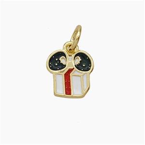 Christmas Gift Copper Pendant Enamel Gold Plated, approx 8-9mm