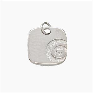 G-Tag Charms Copper Square Pendant Platinum Plated, approx 14mm