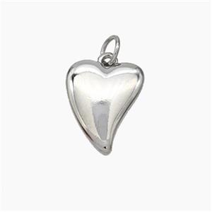 Copper Heart Pendant Platinum Plated, approx 12-15mm