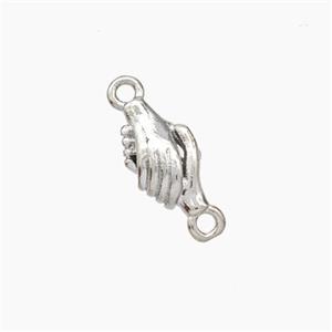 Shake Hands Charms Copper Connector Platinum Plated, approx 7-12mm