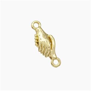 Shake Hands Charms Copper Connector Gold Plated, approx 7-12mm