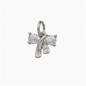 Awareness Ribbons Charms Copper Pendant Pave Zirconia Platinum Plated, approx 7-9mm