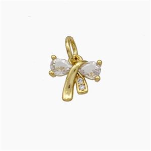 Awareness Ribbons Charms Copper Pendant Pave Zirconia Gold Plated, approx 7-9mm