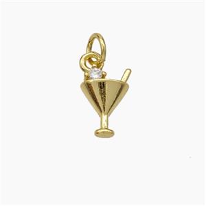 Wine Cap Charms Copper Pendant Pave Zirconia Gold Plated, approx 7-11mm