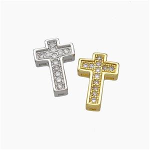 Copper Cross Beads Micropave Zirconia Mixed, approx 7.5-10.5mm