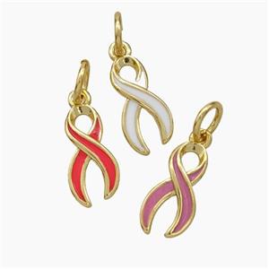 Awareness Ribbons Charms Copper Pendant Enamel Gold Plated Mixed, approx 6-11mm