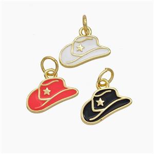 Hat Charms Copper Pendant Enamel Gold Plated Mixed, approx 7-13mm