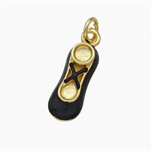 Copper Shoes Charms Black Enamel Gold Plated, approx 6-16mm