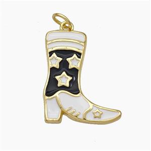 Cowboy Boots Charms Copper Shoes Pendant Enamel Gold Plated, approx 16-20mm