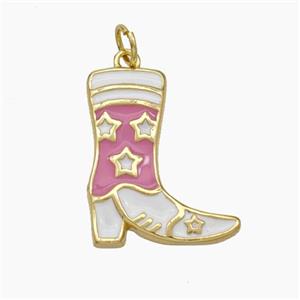 Cowboy Boots Charms Copper Shoes Pendant Enamel Gold Plated, approx 16-20mm