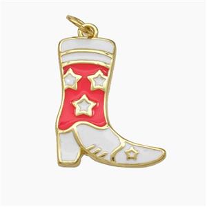 Cowboy Boots Charms Copper Shoes Pendant Enamel Gold Plated, approx 16-20mm