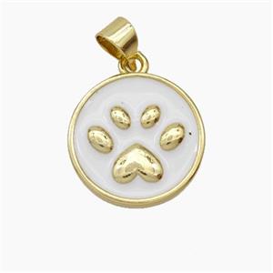 Copper Paws Pendant White Enamel Gold Plated, approx 15mm