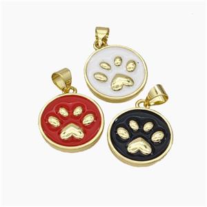 Copper Paws Pendant Enamel Gold Plated Mixed, approx 15mm