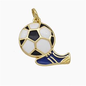 Football And Boots Charms Copper Pendant Enamel Shoe Gold Plated, approx 15-18mm