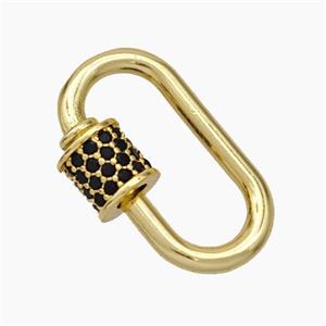 Copper Carabiner Clasp Micropave Zirconia Gold Plated, approx 10-19mm