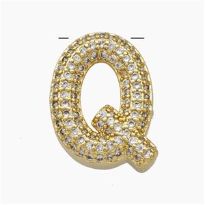 Copper Letter-Q Pendant Pave Zirconia Gold Plated, approx 15-20mm