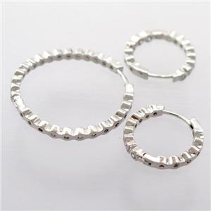 copper Hoop Earrings pave zircon, platinum plated, approx 20mm dia