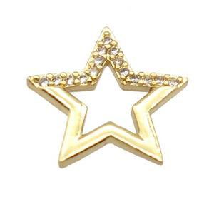 copper star pendant pave zircon, gold plated, approx 14-15mm