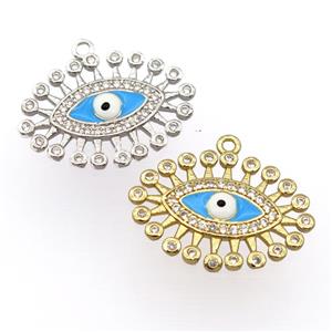 copper pendant pave zircon, evil eye, mixed, approx 16-22mm