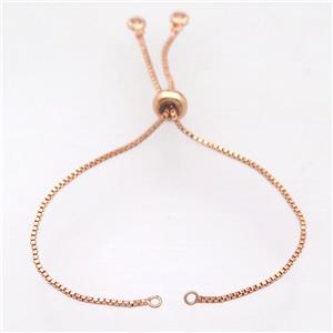 copper bracelet chain with zircon, closed orings, rose gold, approx 12cm length, 1mm thickness