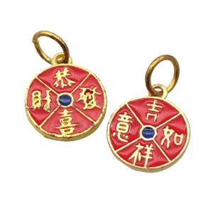 alloy pendant with enamel, gold plated, approx 13mm