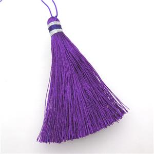 purple Nylon wire tassel pendants, approx 85mm length