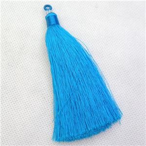 blue nylon wire tassel pendants, silken, A grade, approx 10cm length