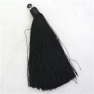 black nylon wire tassel pendants, silken, A grade, approx 10cm length