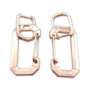 copper Latchback Earrings, rose gold, approx 11-15mm, 15-30mm