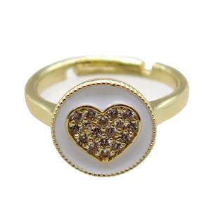 copper Ring pave zircon, enameling, gold plated, approx 12mm, 20mm dia