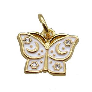 copper butterfly pendant paved zircon, gold plated, approx 9-12mm