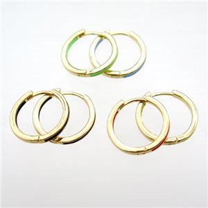 copper hoop Earrings with Enameling, mixed, gold plated, approx 20mm dia