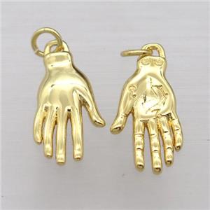 copper hand charm pendant, gold plated, approx 10-17mm