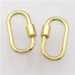 copper Carabiner Lock pendant, gold plated, approx 12-25mm