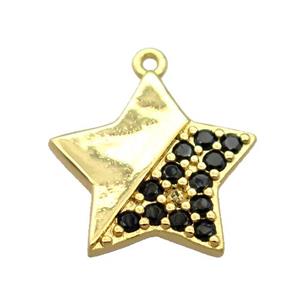 copper star pendant pave zircon, gold plated, approx 15mm dia